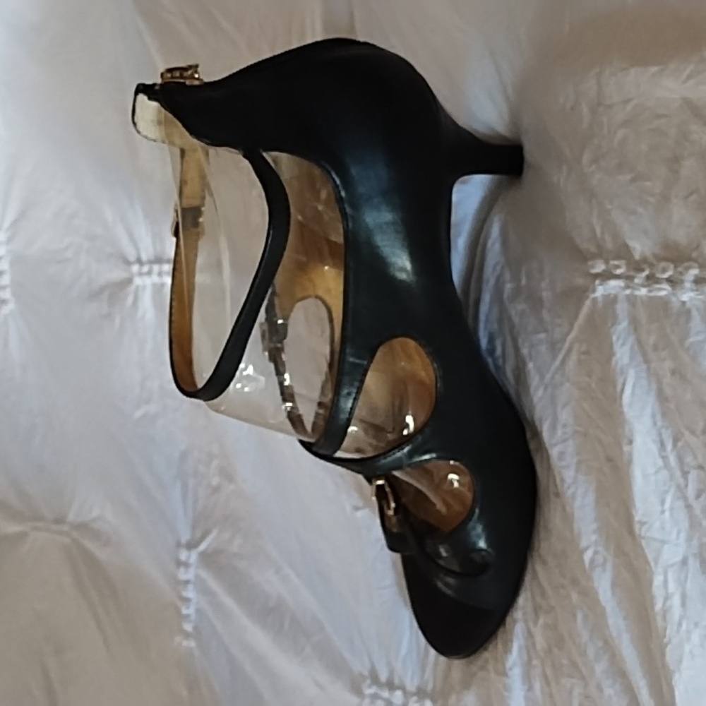 NEW Ellen Tracy Strappy 3" Heel Leather Shoes - Aurly Black SZ 9M - Picture 5 of 8